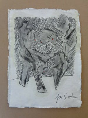 Jan Sierhuis - CUBISTISCHE FIGUREN / ORIGINEEL WERK / 30x21cm / SIG kopen? Bied vanaf 55!