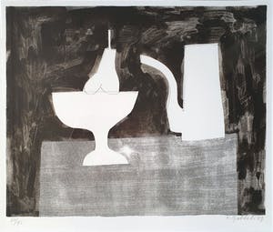 Klaas Gubbels - Litho:' Theekan en fruitschaal' - Nieuw ingelijst - Kleine oplage. kopen? Bied vanaf 450!