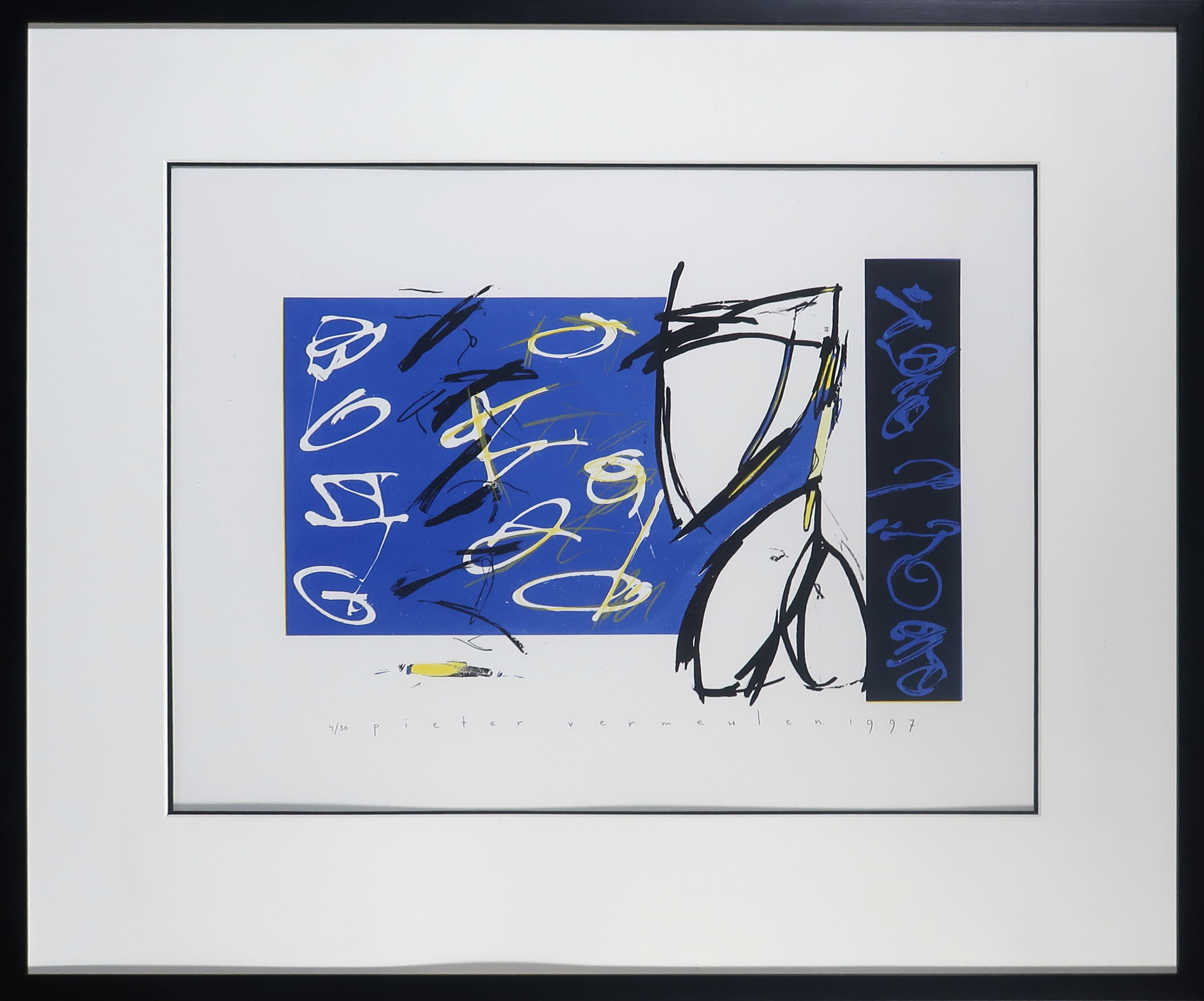 Pieter Vermeulen - Zeefdruk, Zonder titel - Ingelijst verkocht voor € 1!