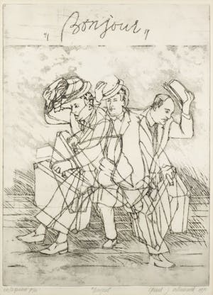 Gerard Vollenbrock - Ets/aquatint, Bonjour - Ingelijst kopen? Bied vanaf 20!