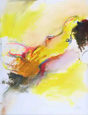 Franscz Witte - Gemengde techniek op papier, Naakt in geel verkocht voor € 1!