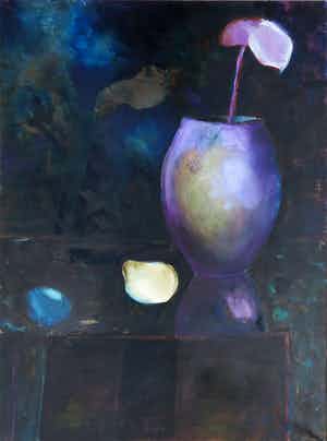 Jolande Gerner - Olieverf op doek, Stilleven met vaas 1 (Zeer groot) verkocht voor € 1!