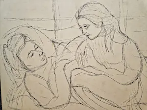 Charles J. Kemper - drie (3) pastel/inkt tekeningen Sinterklaas/moeder en dochter - gesigneerd kopen? Bied vanaf 1!