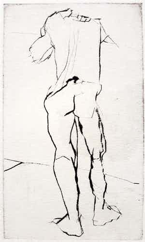 Hans Abbing - Staand naakt, droge naald ets verkocht voor € 45!