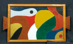 Houten dienbladje met kleuren patroon verkocht voor € 1!