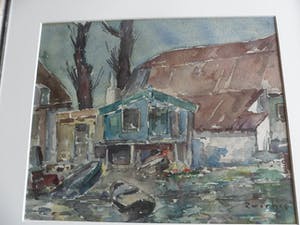 Albert Zwartjes - Aquarel. Huisjes aan het slot in `s - Graveland kopen? Bied vanaf 50!
