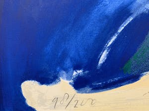 Jacqueline de Jong - kleurenlitho | 'Vrouw in blauw' | 1982 kopen? Bied vanaf 100!