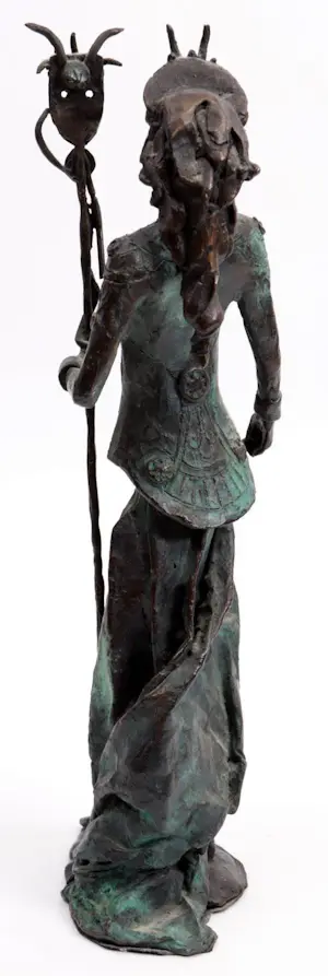 Marianne Houtkamp - Bronzen sculptuur: Vrouw met masker -1990 kopen? Bied vanaf 1000!