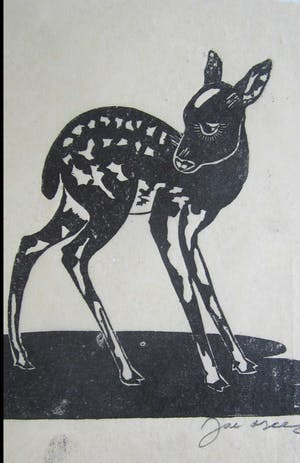 Jac. de Beer - Houtsnede "Hertje" kopen? Bied vanaf 5!