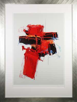 Arty Grimm - Zeefdruk, Abstracte compositie - Ingelijst (Groot) verkocht voor € 50!