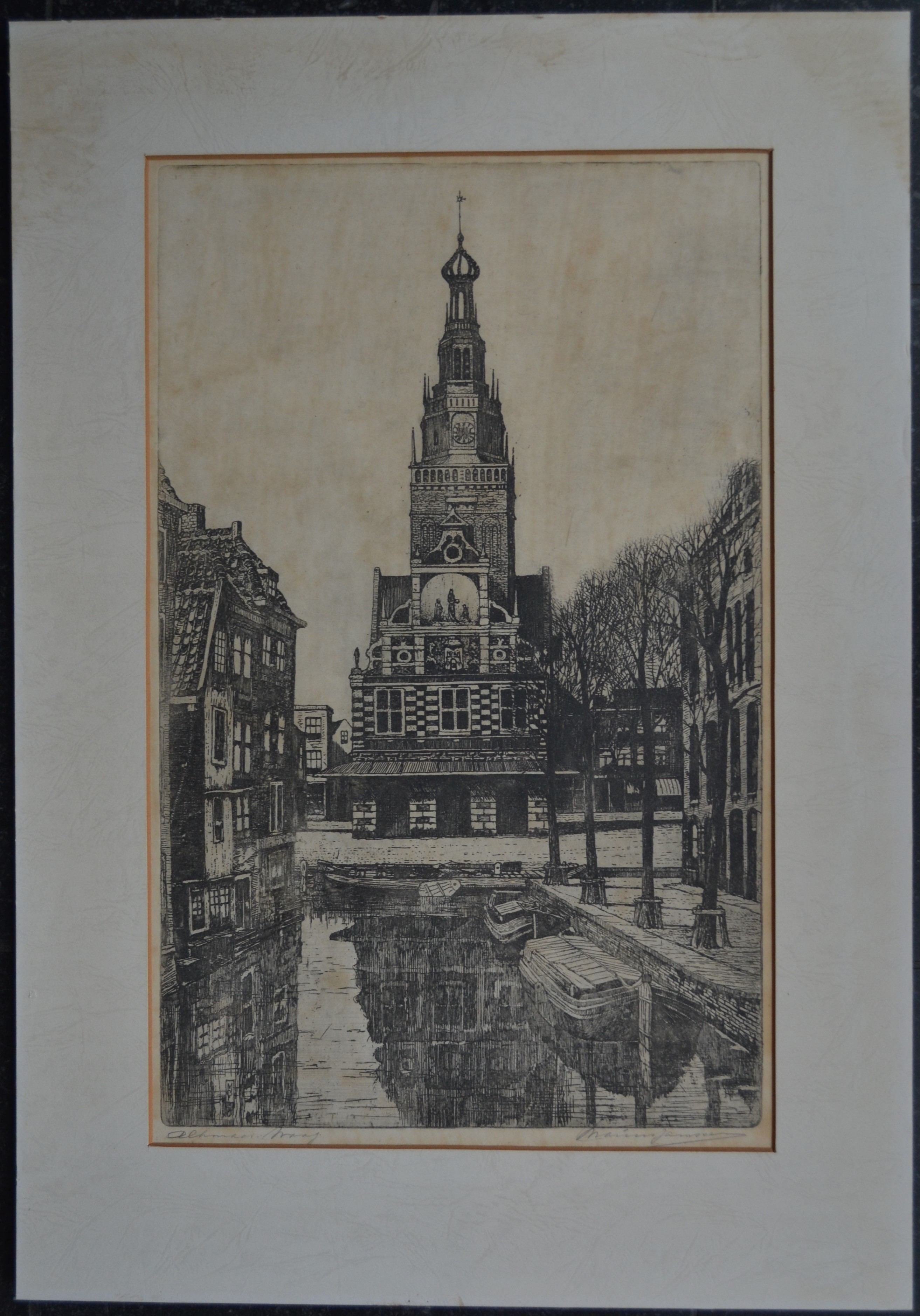 Marius Johannes Janssen - Ets - Waag in Alkmaar - Handgesigneerd kopen? Bied vanaf 1!