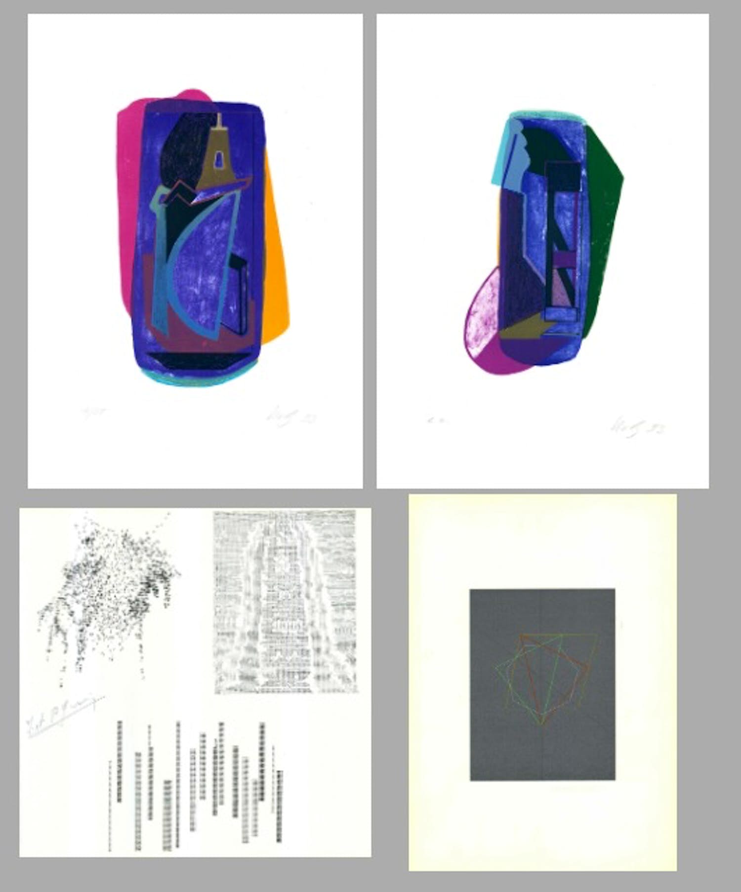 Pierre Garnier - e.a: Collectie van vier handgesigneerde werken: Geometrische Compositie kopen? Bied vanaf 24!