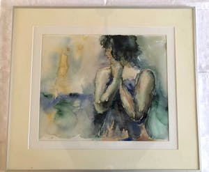 Betty van Beurden - Vrouw poserend - Aquarel, Ingelijst kopen? Bied vanaf 60!