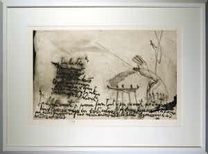 Gerard Garouste - Ets en aquatint, Z.T. Memoire de la liberte - Ingelijst (Groot) verkocht voor € 100!