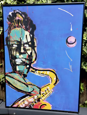 Herman Brood - De saxofonist, zeefdruk (netjes ingelijst) kopen? Bied vanaf 350!