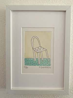 Klaas Gubbels - Hand gekleurde ets de weerstand zetel verkocht voor € 225!