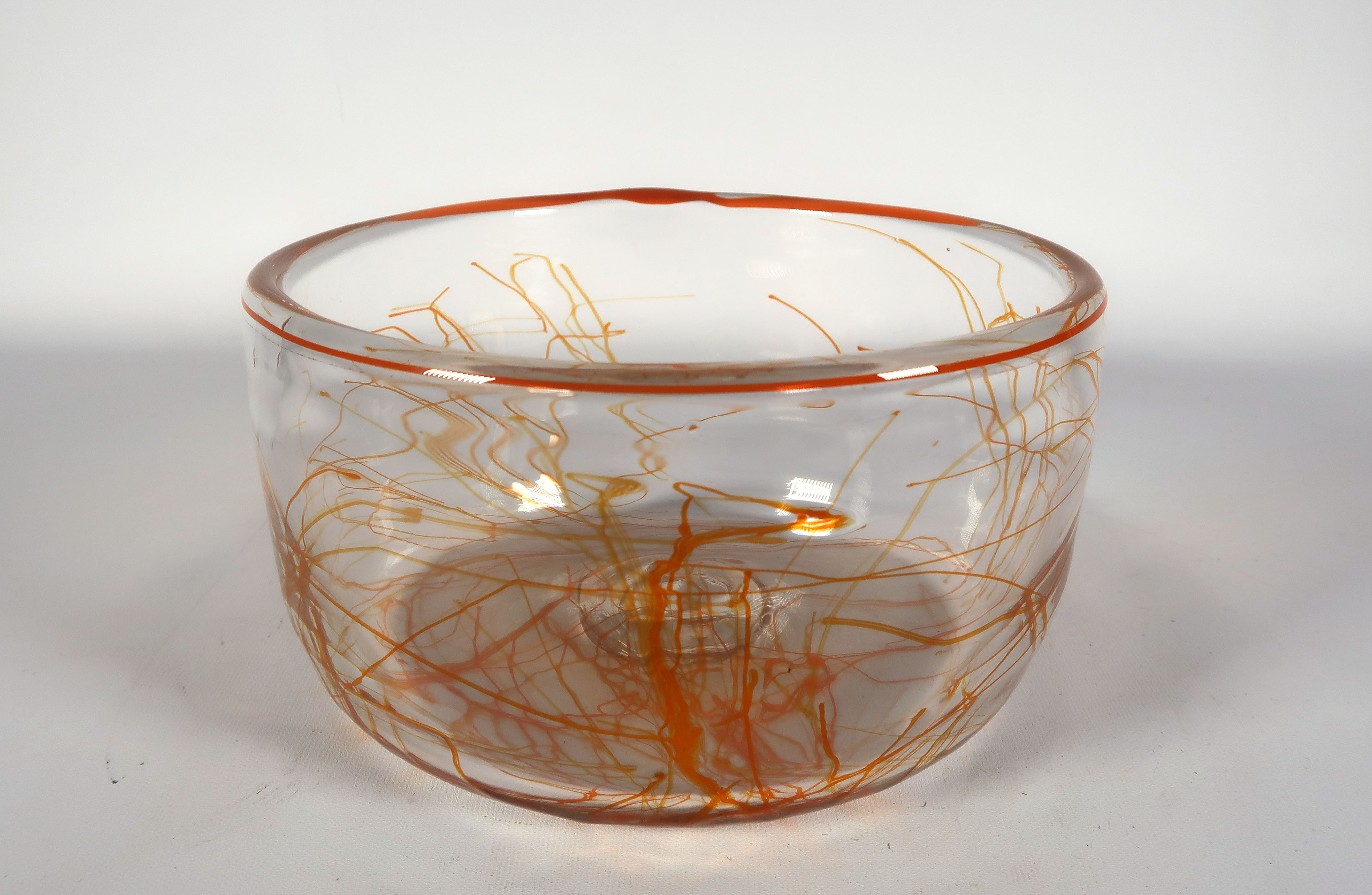 Studio de Oude Horn - Glas, Schaal met oranje aders kopen? Bied vanaf 1!