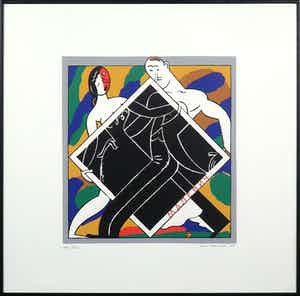 Ever Meulen - Zeefdruk, Zonder titel - Ingelijst verkocht voor € 40!