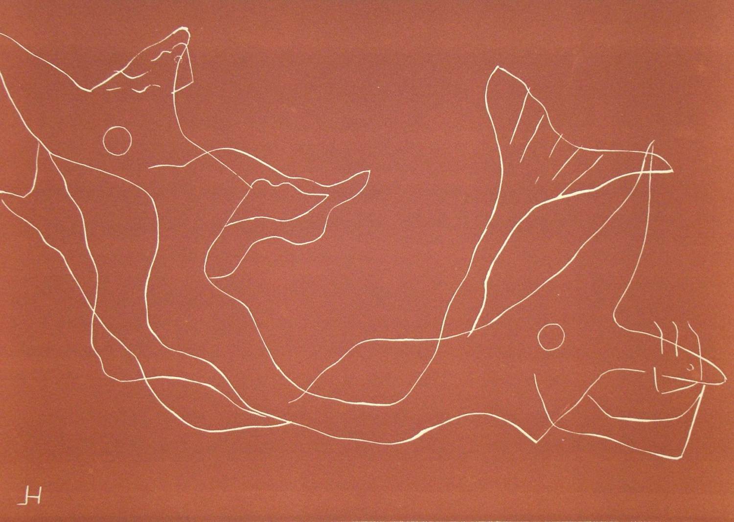 Henri Laurens - Twee Sirenes - 1938 - Originele linosnede - Gemonogrammeerd - Mourlot kopen? Bied vanaf 100!