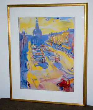 Johan Dijkstra - Gezicht op de Vismarkt Groningen - Koppermaandagprent 1997 - beperkte oplage verkauft für € 125!