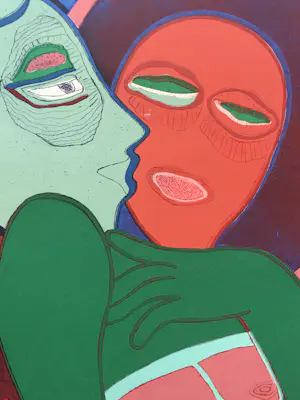 Corneille - ‘ Les Amants’ -kleurenets 1975 - epreuve d’essai - uniek werk. kopen? Bied vanaf 575!