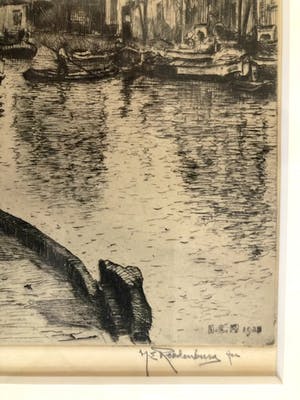 Hendrikus Roodenburg - Delftsche vaart - Rotterdam - Ets, Ingelijst kopen? Bied vanaf 50!