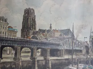 Louis Landre - Rotterdam. Haven. Laurenskerk kopen? Bied vanaf 20!