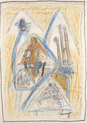 Jacques Doucet - Pastelkrijt, Abstracte compositie - Ingelijst kopen? Bied vanaf 1!