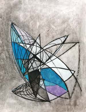 Niet of onleesbaar gesigneerd - Abstracte figuren verkocht voor € 1!