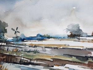 Bob Immink - Aquarel - Noord-Hollands winterlandschap - ingelijst - 21087 kopen? Bied vanaf 120!