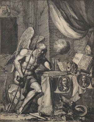 Coenraet Decker - Gravure en ets, Allegorie op de dood van de gebroeders De Witt - Ingelijst kopen? Bied vanaf 10!