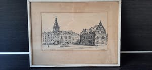 Jan Poortenaar - Jan Poortenaar (1886-1958) - Grote Markt Nijmegen - pentekening kopen? Bied vanaf 1!