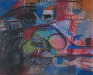 Theo van der Nahmer - Krijt op papier, Abstract zonder titel - Ingelijst (Groot) kopen? Bied vanaf 50!