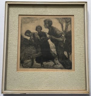 Dirk Boode - Voedselhalers winter 1944-45 | historische ets - ingelijst kopen? Bied vanaf 49!