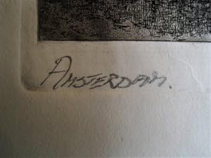 Niet of onleesbaar gesigneerd - Mooie sfeervolle ETS Amsterdam "Montelbaanstoren" ca. 1930 gesigneerd kopen? Bied vanaf 10!
