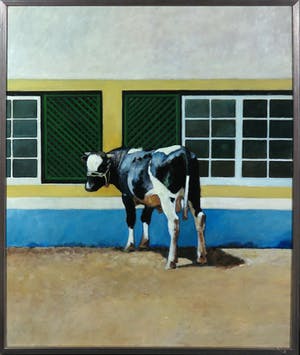 Marleen Felius - Olieverf op doek, Koe voor boerderij - Ingelijst kopen? Bied vanaf 150!