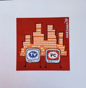 Jean Paul Marsman - “TV & PC”. Handgesigneerd en genummerde zeefdruk. kopen? Bied vanaf 25!