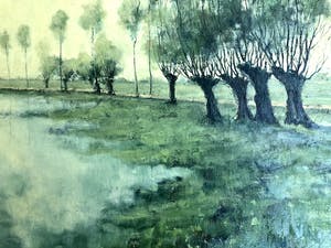 Ad van der Kop - Knotwilgen - Olieverf op doek, Fraai Ingelijst kopen? Bied vanaf 175!