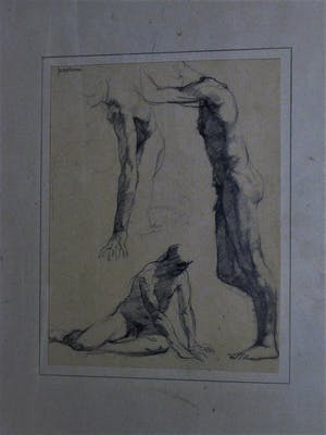 Jan Battermann - Vroege Figuratieve potloodtekening - studie mannelijk Naakt - gesigneerd kopen? Bied vanaf 10!