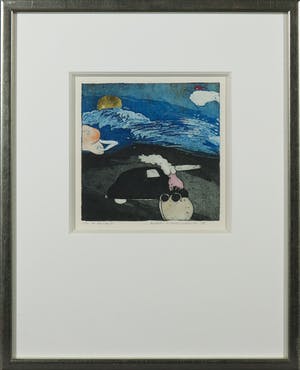 Michel van Overbeeke - Kleurenets met bladgoud, On my way I - Ingelijst kopen? Bied vanaf 35!