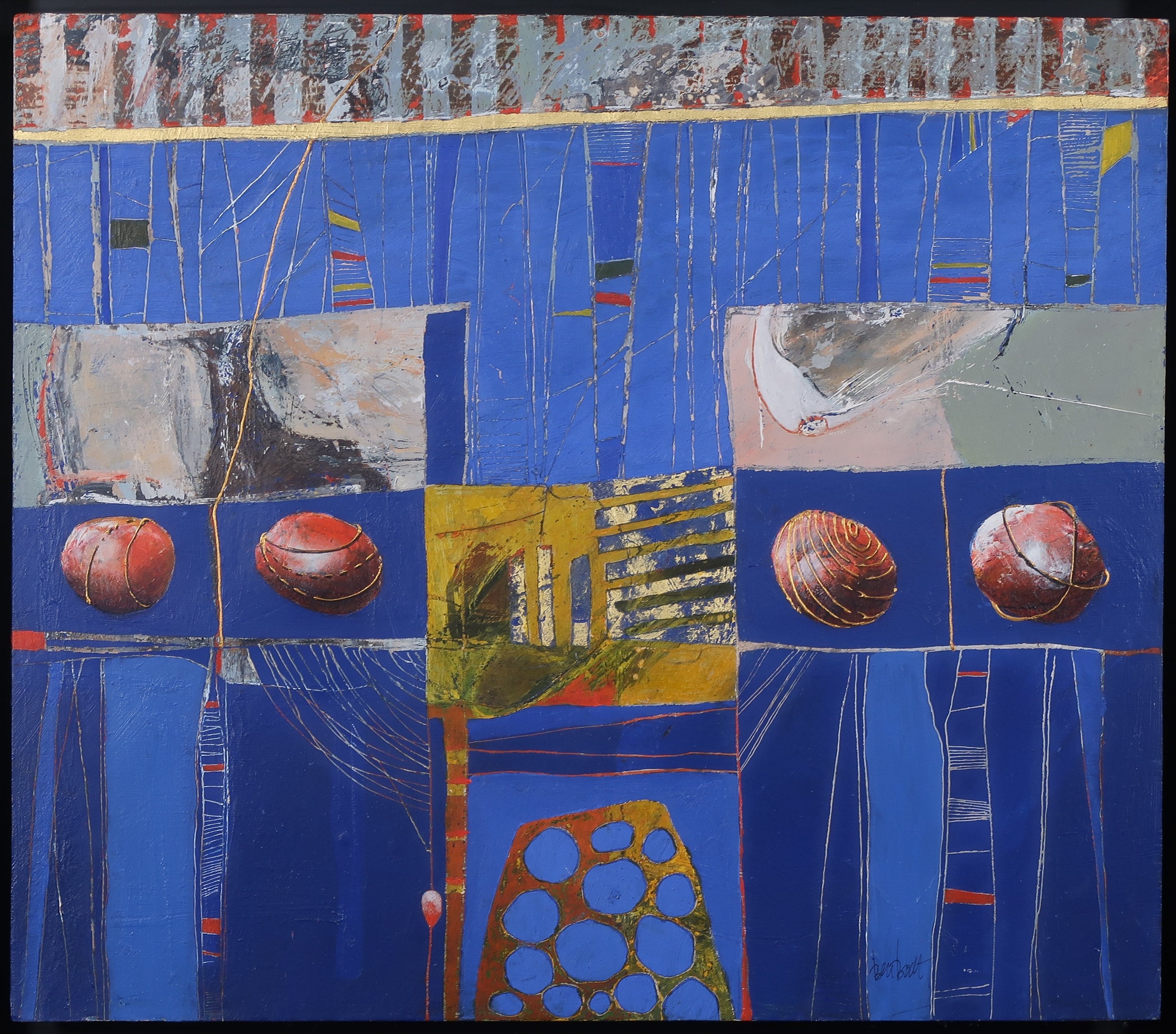 Ben Bodt - Olieverf en collage op paneel, Binnenschap - Ingelijst kopen? Bied vanaf 100!