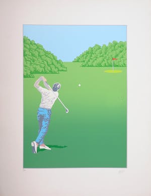 Niet of onleesbaar gesigneerd - Zeefdruk, Golfer kopen? Bied vanaf 1!