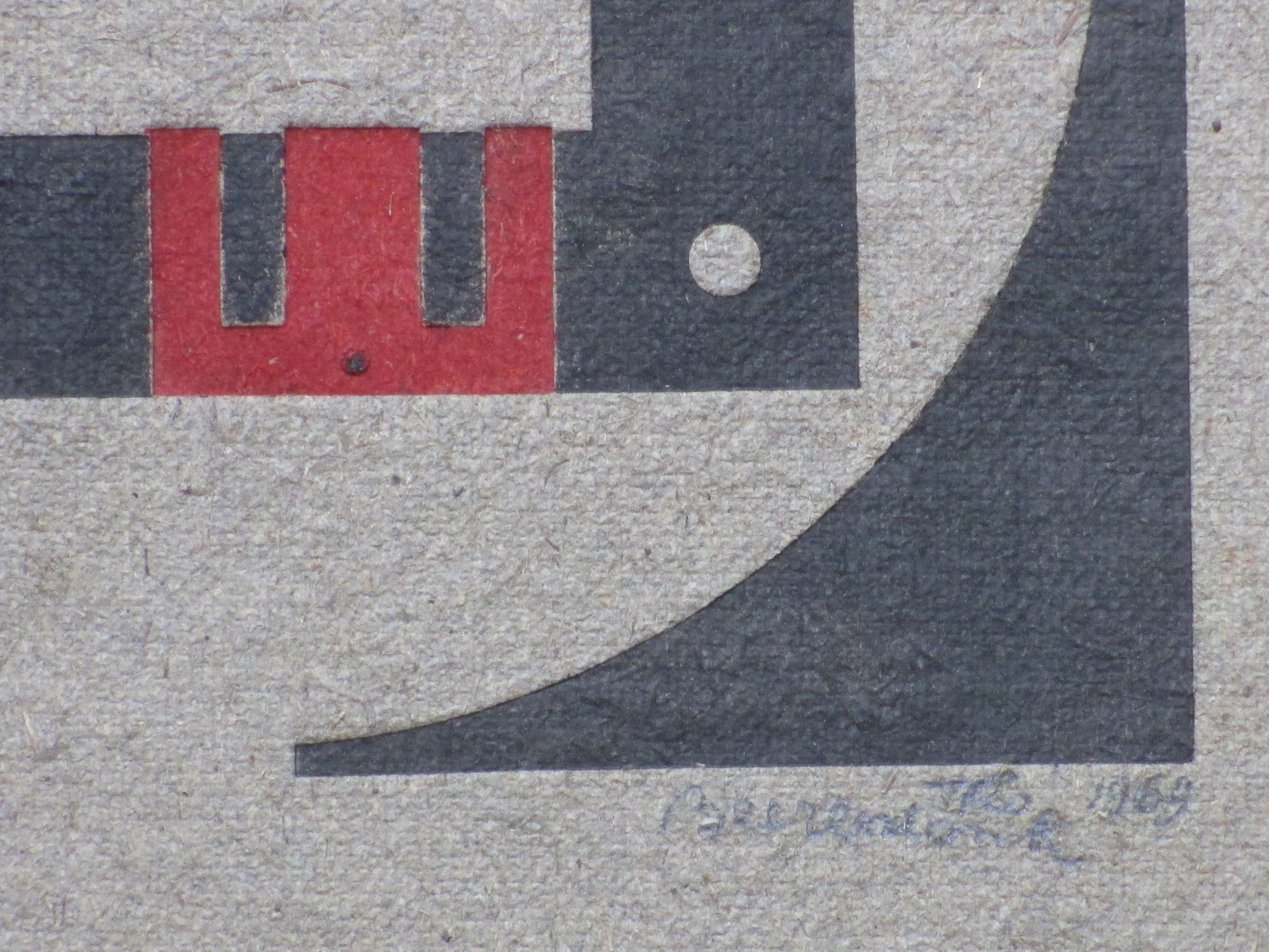 Theo Beerendonk - Abstracte compositie in zwart/rood - Ets in diepdruk kopen? Bied vanaf 1!