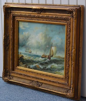 Niet of onleesbaar gesigneerd - Zeegezicht met zeilschepen op zee kopen? Bied vanaf 1!