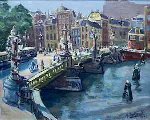 Ge ter Horst - olieverf op doek | ' Blauwbrug te Amsterdam' | 1943 vendu pour 1000€ !