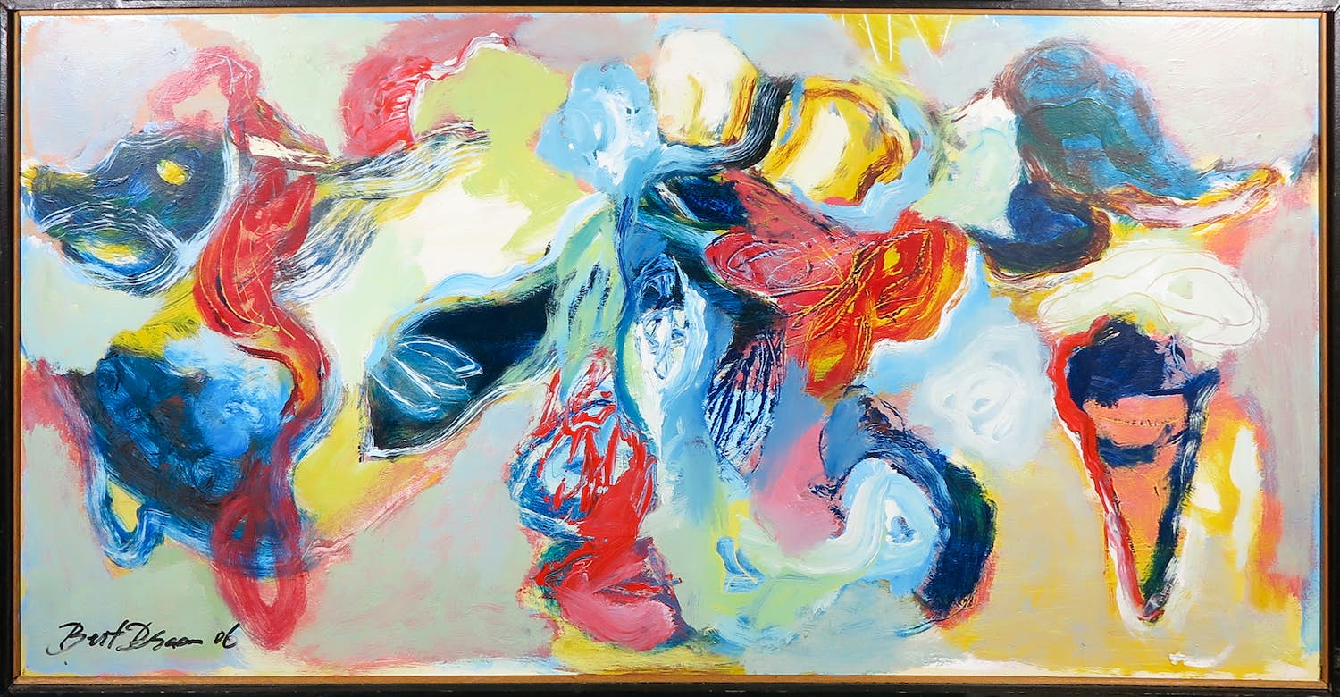 Bert Braam - Acryl op paneel, Zonder titel - Ingelijst (Groot) verkocht voor € 1!