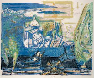 Luuk Scholten - Linosnede, Santorini - Ingelijst kopen? Bied vanaf 1!