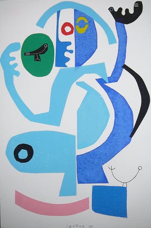 Lex Heijligers - Man met vogels -monotype tweeluik 1995- kopen? Bied vanaf 65!