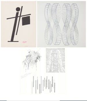 Wybrand Ganzevoort - e.a: collectie van drie kunstwerken: Geometrische composities kopen? Bied vanaf 30!