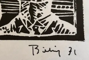 Herman Bieling - Twee houtsneden met clowns kopen? Bied vanaf 40!